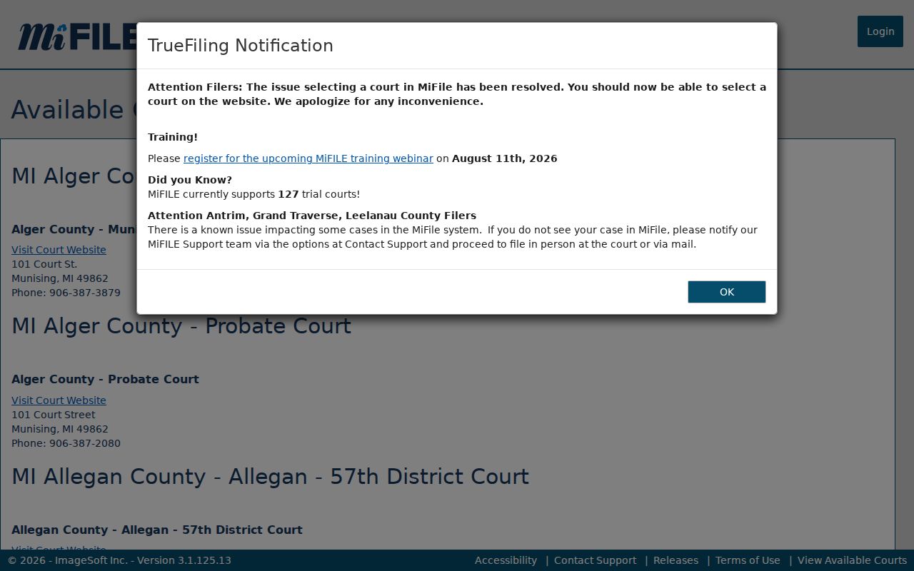 Delta County docket search MiFILE available courts listing for Probate Court