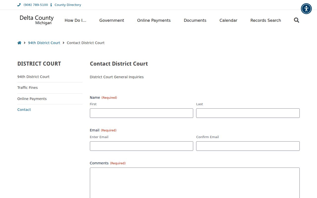 Delta County criminal court dockets 94th District Court inquiry form
