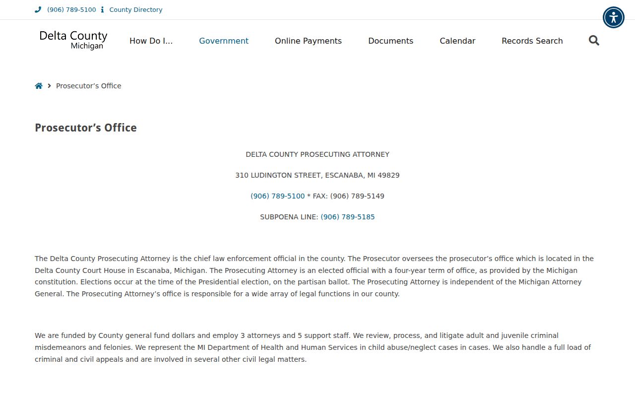 Delta County criminal court dockets Prosecutor Office contact page