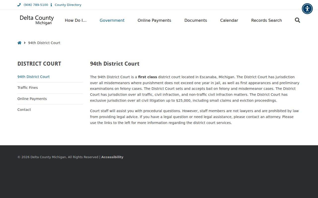 Delta County court docket 94th District Court jurisdiction page