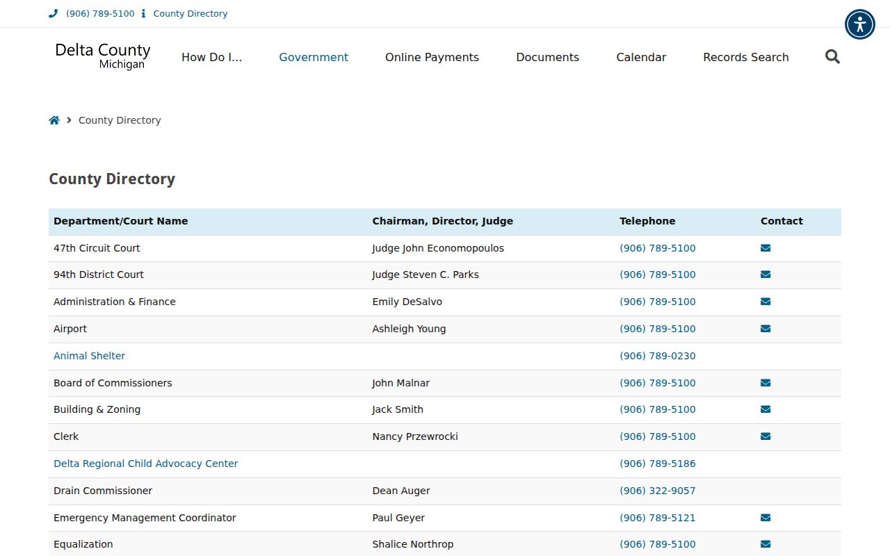 Delta County court docket court and clerk directory