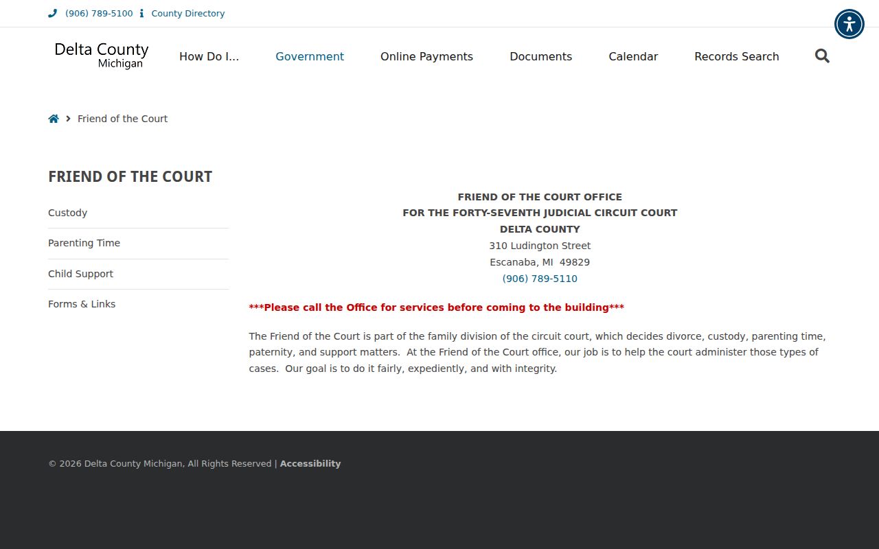 Delta County court docket Friend of Court records route