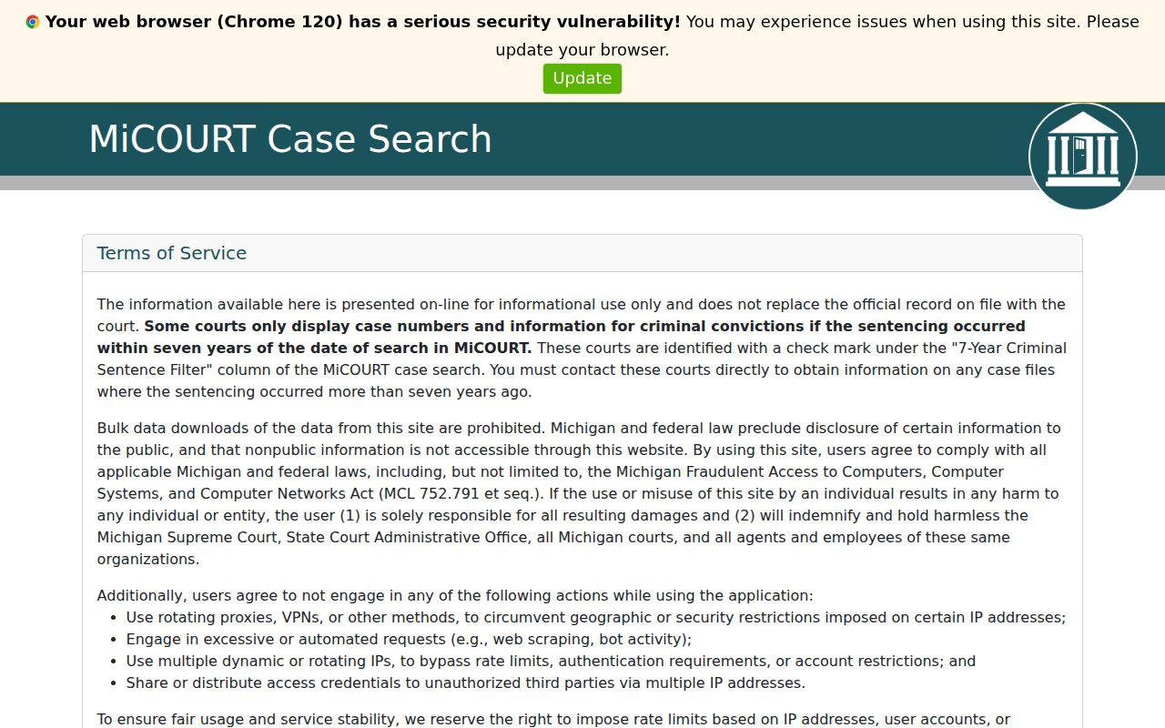 Delta County court docket MiCOURT public case-search entry